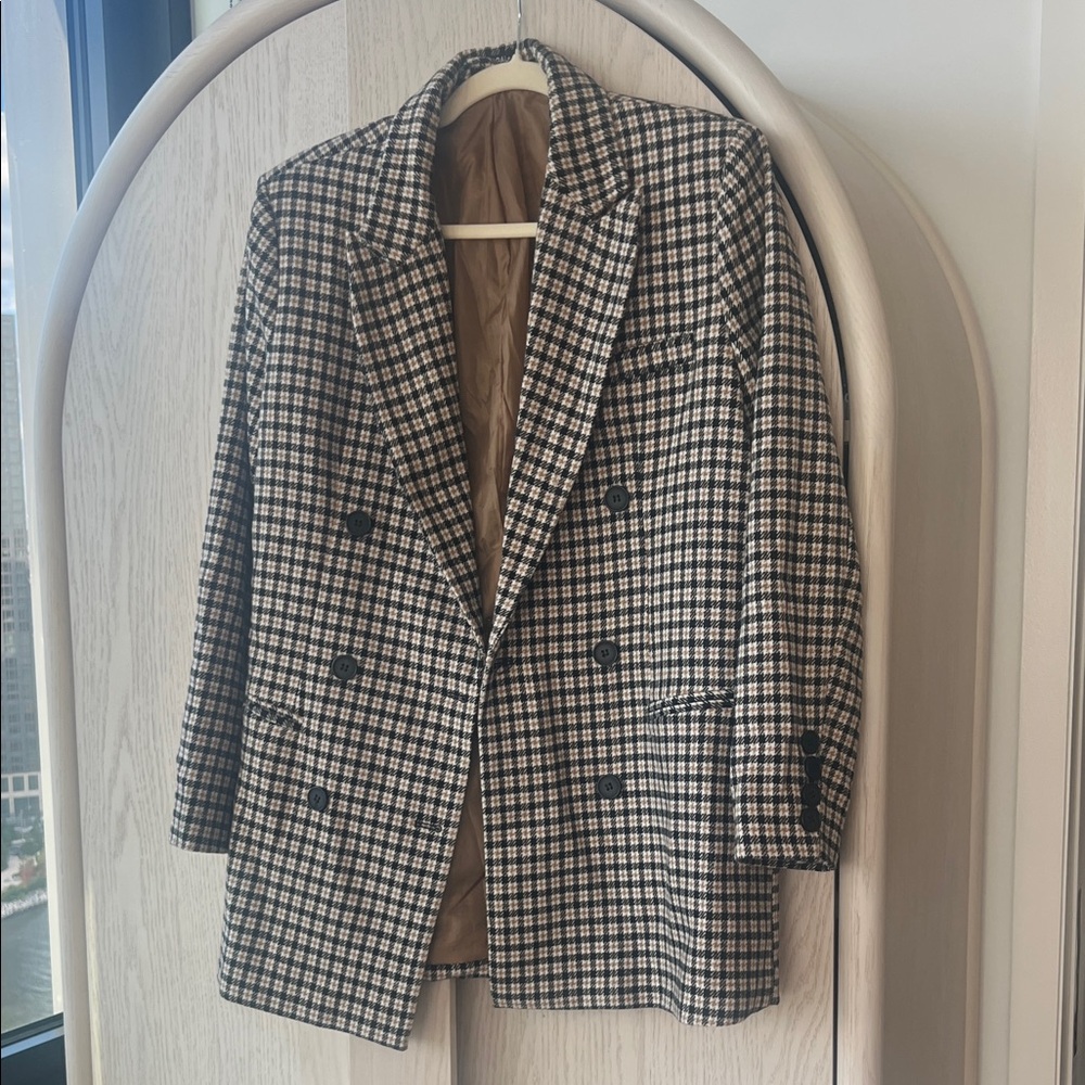 Plaid Double-Breasted Blazer